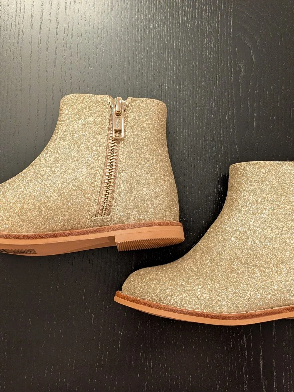 Janie and Jack Glitter Zip Ankle Boots - Gold